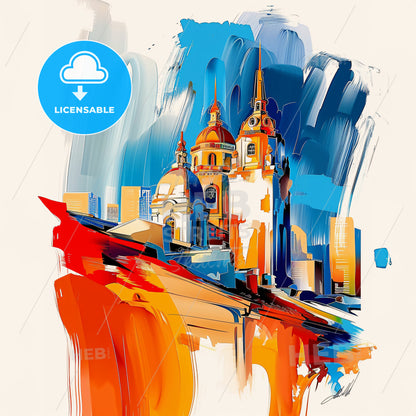 Vibrant Daegu, South Korea - A Painting Of A City