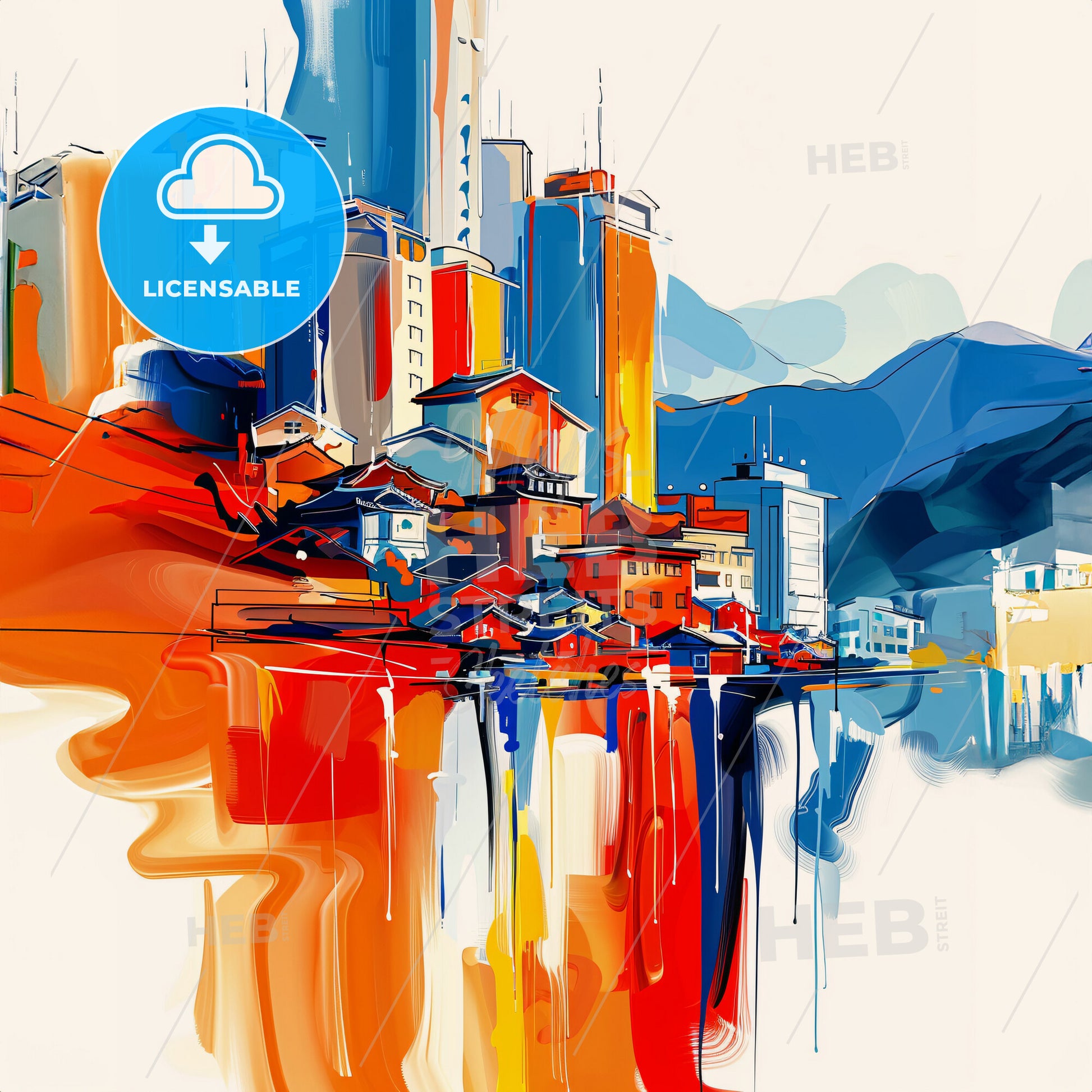 Vibrant Daejeon, South Korea - A Painting Of A City