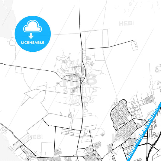 Dahaban, Saudi Arabia light map with streetnames, citynames and districts