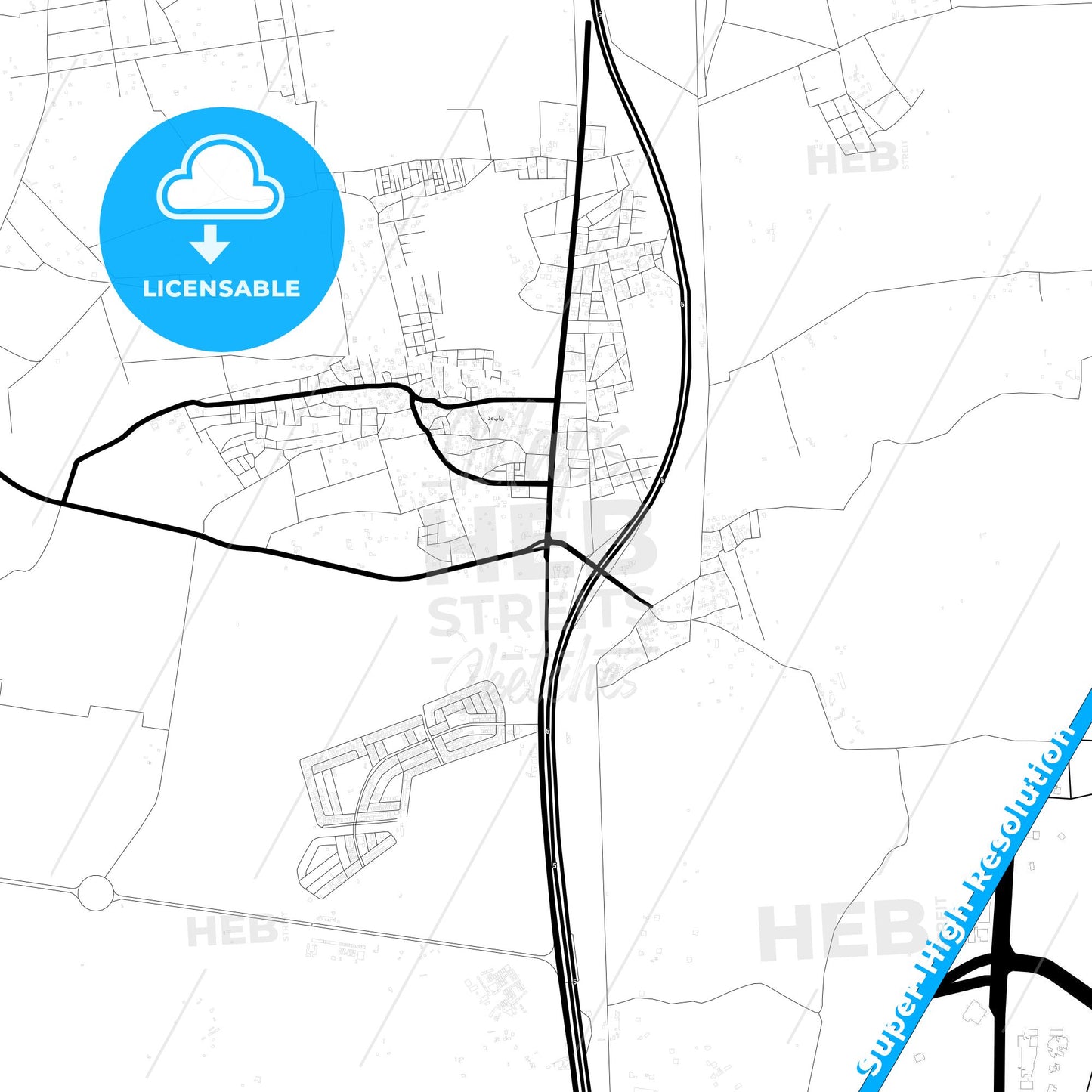 Dahaban, Saudi Arabia Light Map with Street Names, City Names, and Districts