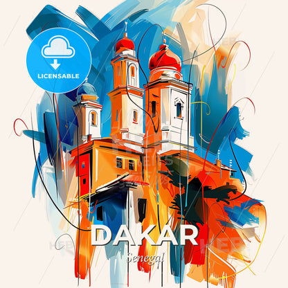 Vibrant Dakar, Senegal - A Painting Of A Building With Colorful Paint - Square format print template