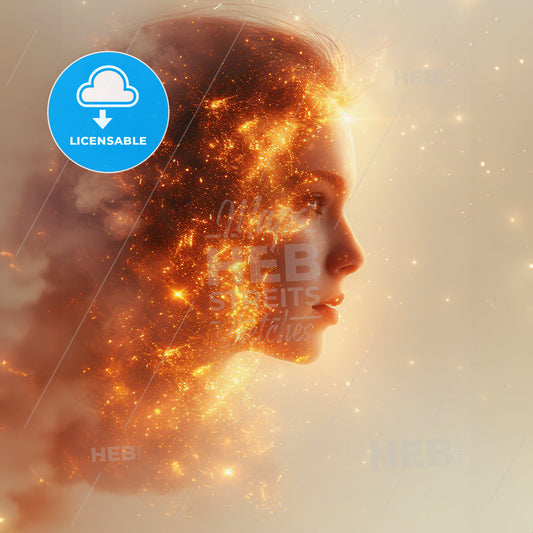 Daliâ€™s Mustache Rides Again - A womans face with fire and smoke