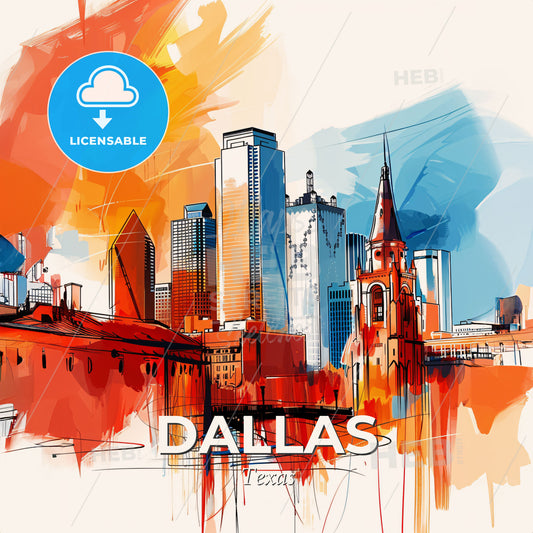 Vibrant Dallas, Texas - A Painting Of A City - Square format print template
