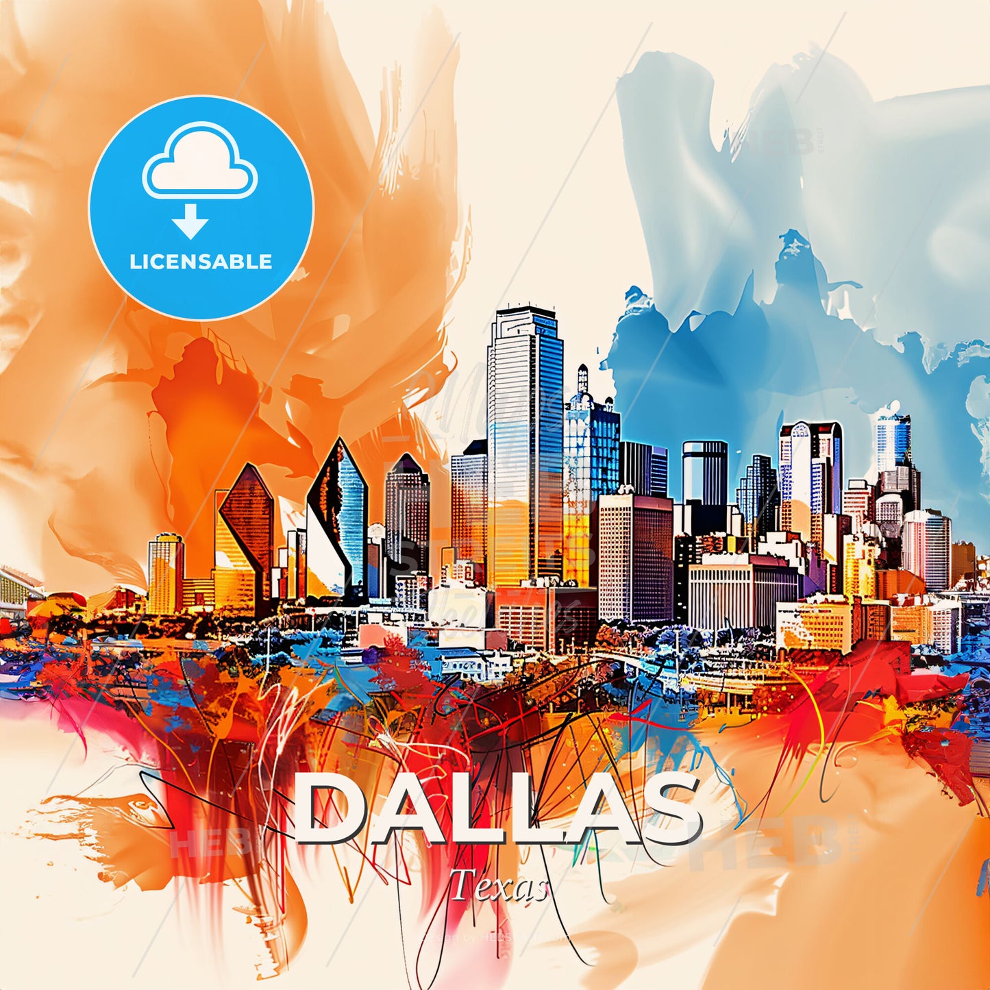 Vibrant Dallas, Texas - A Colorful Cityscape With Many Buildings - Square format print template