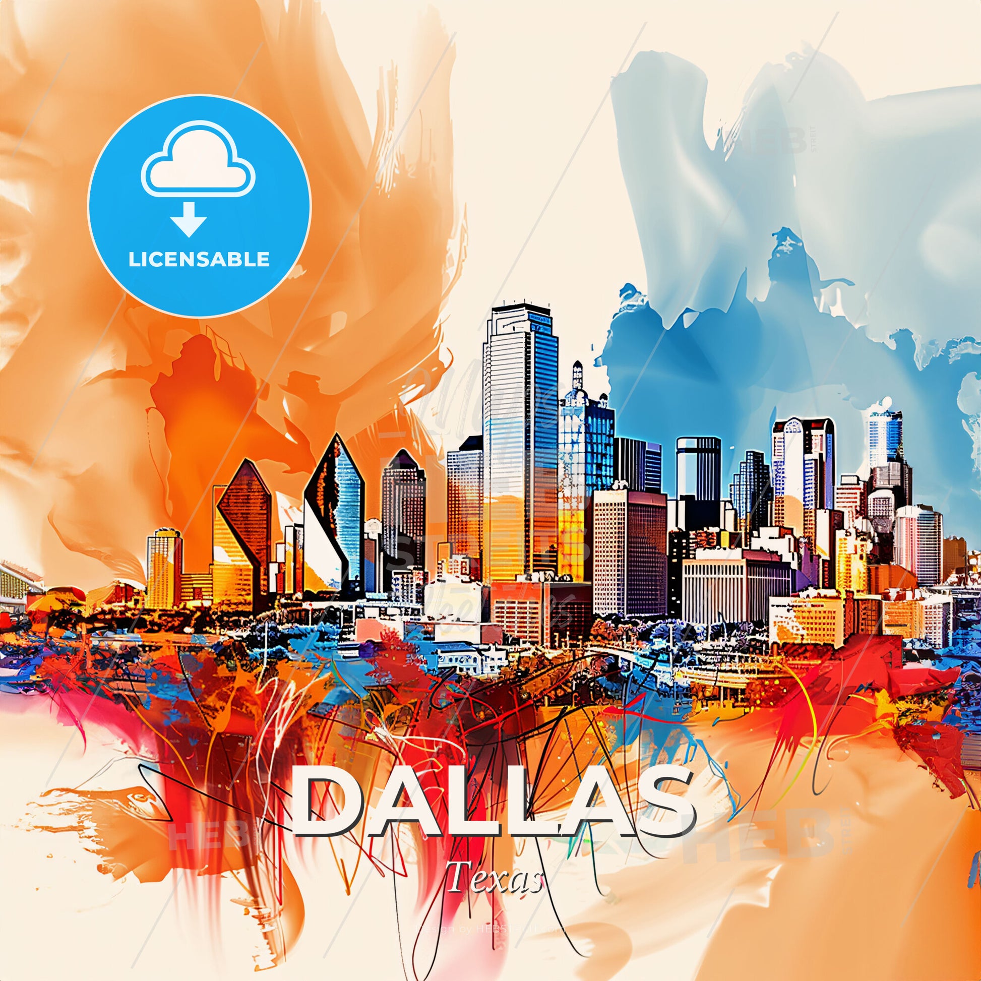Vibrant Dallas, Texas - A Colorful Cityscape With Many Buildings - Square format print template