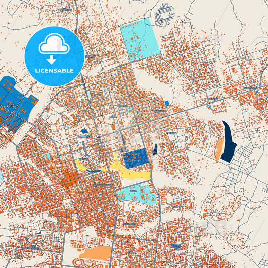 Colorful Daloa Street Map with Labels and Buildings