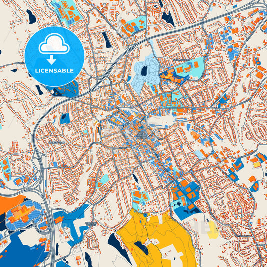 Colorful Danbury Street Map with Labels and Buildings