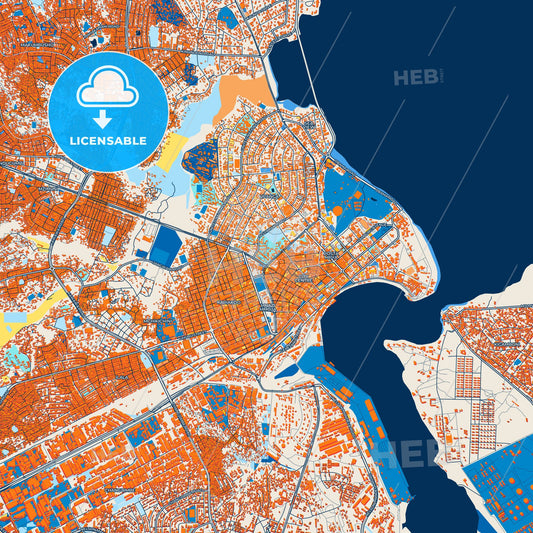 Colorful Dar es Salaam Street Map with Labels and Buildings