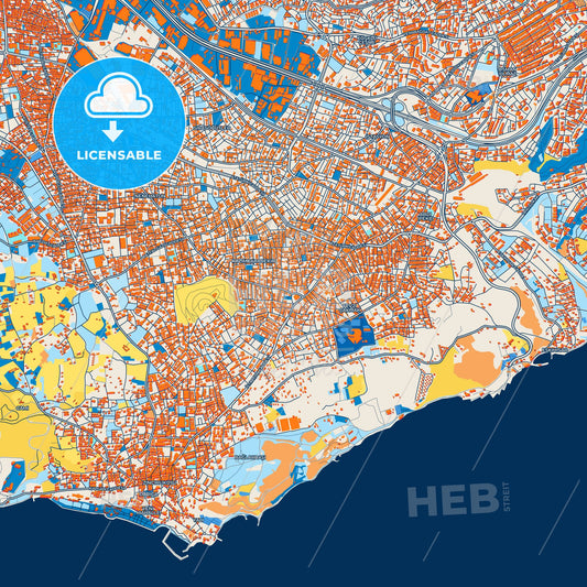 Colorful Darıca Street Map with Labels and Buildings