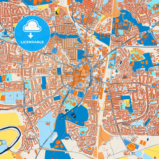 Colorful Darlington Street Map with Labels and Buildings