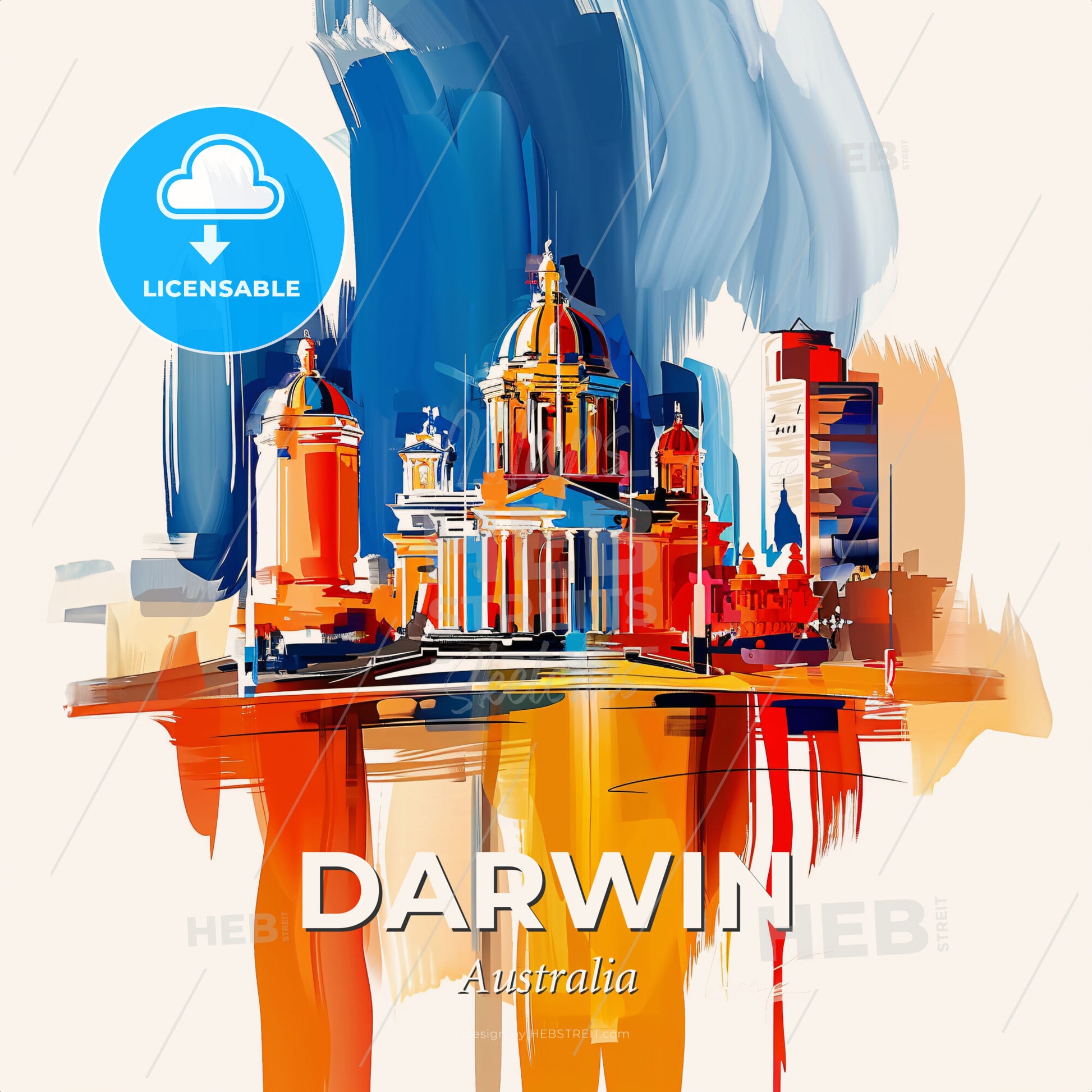 Vibrant Darwin, Australia - A Painting Of A Building - Square format print template