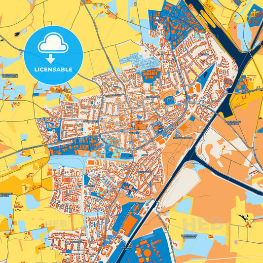 Colorful Datteln Street Map with Labels and Buildings