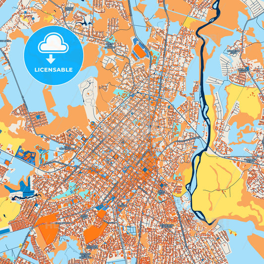 Colorful David Street Map with Labels and Buildings