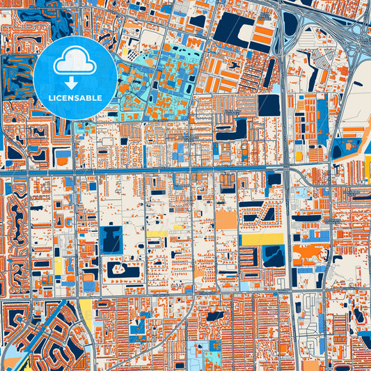 Colorful Davie Street Map with Labels and Buildings