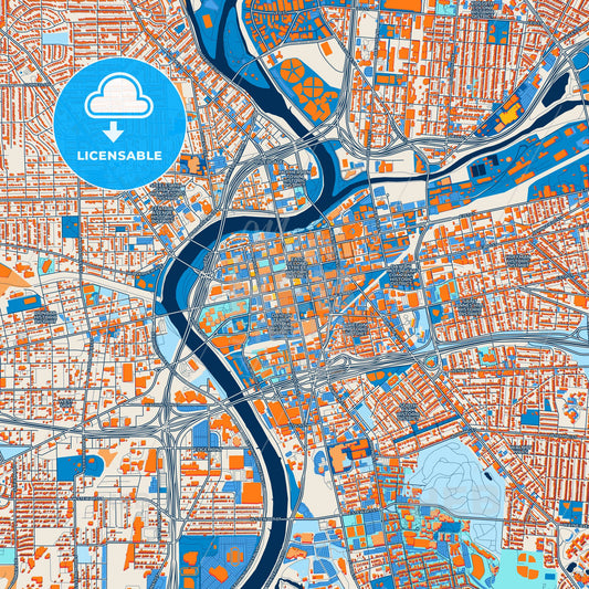 Colorful Dayton Street Map with Labels and Buildings