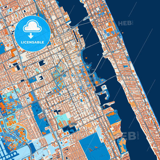 Colorful Daytona Beach Street Map with Labels and Buildings