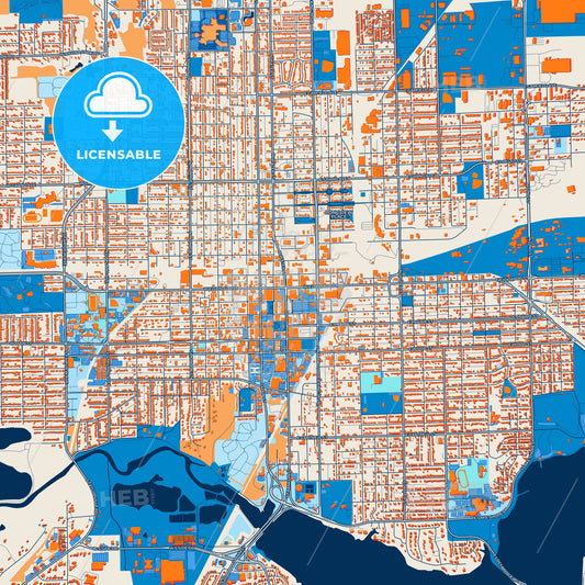 Colorful Decatur Street Map with Labels and Buildings