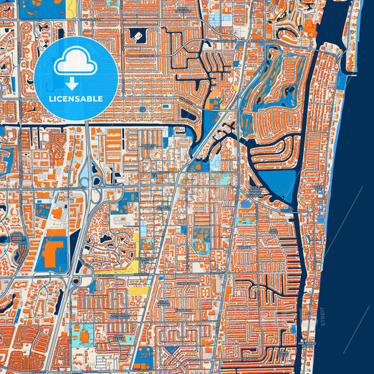 Colorful Deerfield Beach Street Map with Labels and Buildings
