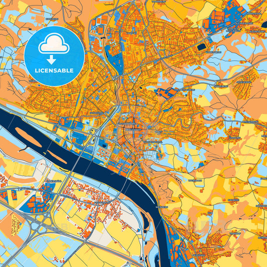 Colorful Deggendorf Street Map with Labels and Buildings