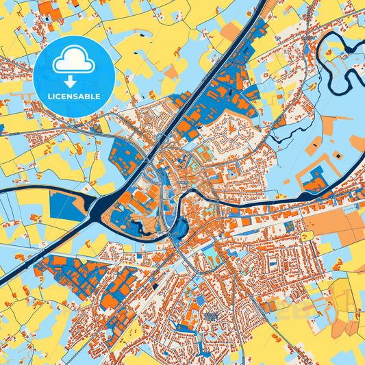 Colorful Deinze Street Map with Labels and Buildings