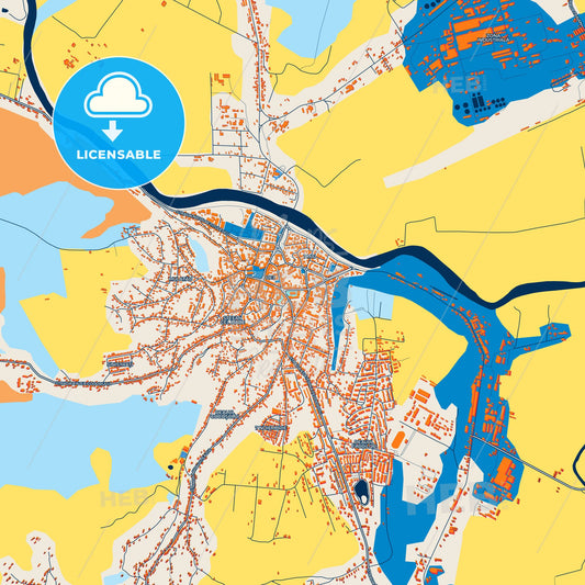 Colorful Dej Street Map with Labels and Buildings