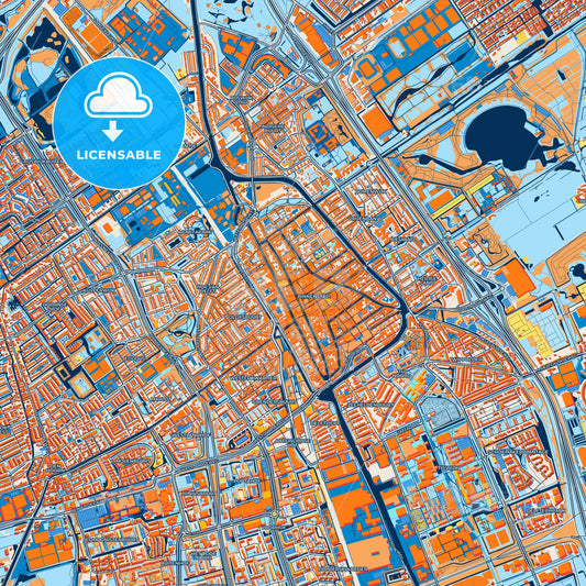 Colorful Delft Street Map with Labels and Buildings