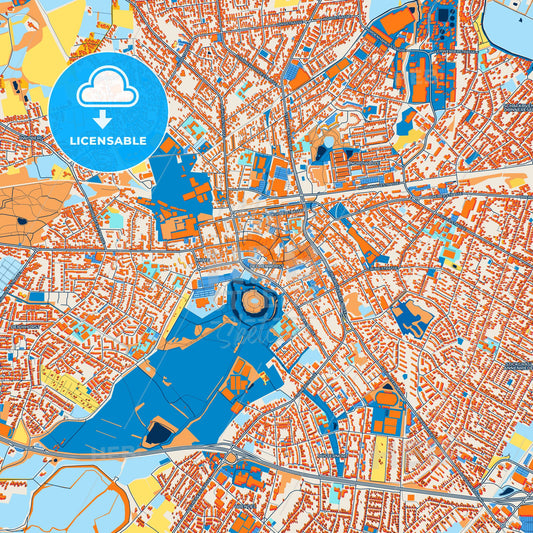 Colorful Delmenhorst Street Map with Labels and Buildings