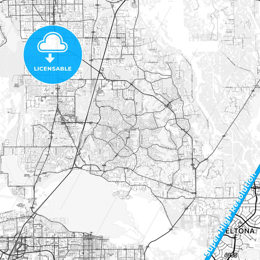 Deltona, Florida light map with streetnames, citynames and districts