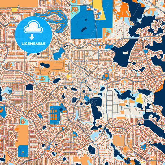 Colorful Deltona Street Map with Labels and Buildings