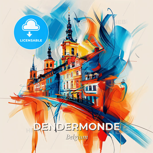 Vibrant Dendermonde , Belgium - A Painting Of A Building - Square format print template