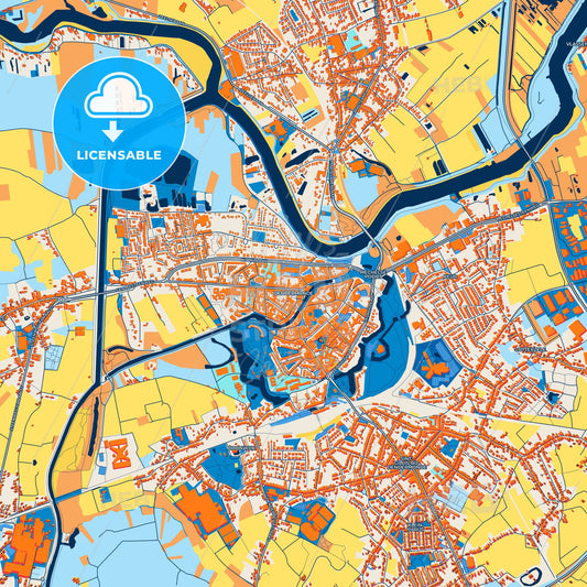 Colorful Dendermonde Street Map with Labels and Buildings
