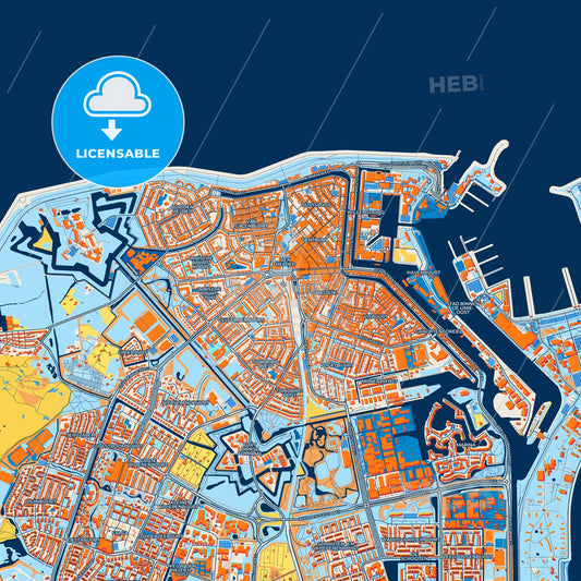 Colorful Den Helder Street Map with Labels and Buildings