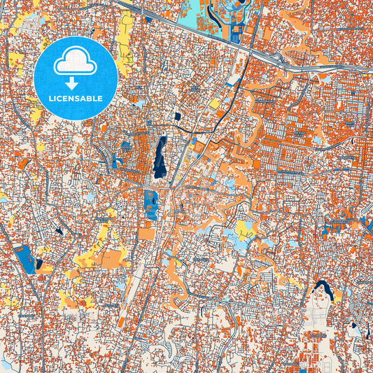 Colorful Depok Street Map with Labels and Buildings