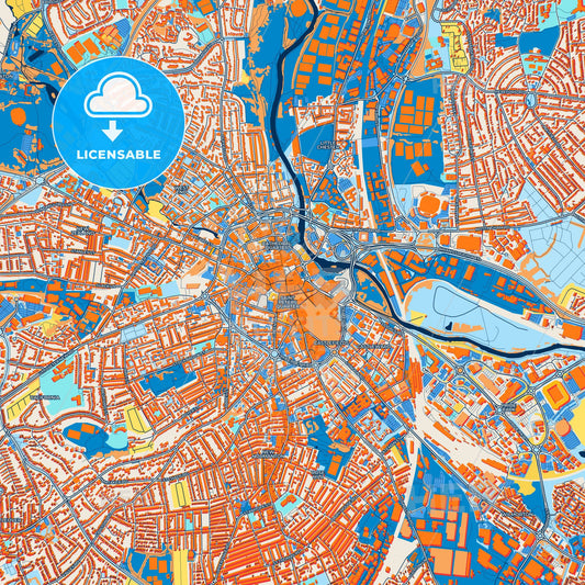 Colorful Derby Street Map with Labels and Buildings