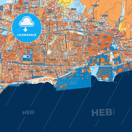 Colorful Derince Street Map with Labels and Buildings