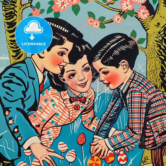 A Group Of Children Playing With Eggs