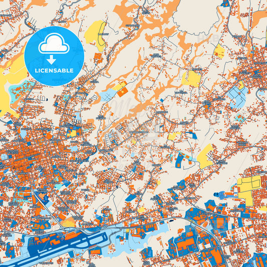 Colorful Desamparados Street Map with Labels and Buildings