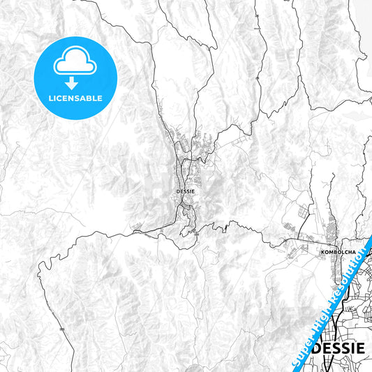 Dese, Ethiopia light map with streetnames, citynames and districts