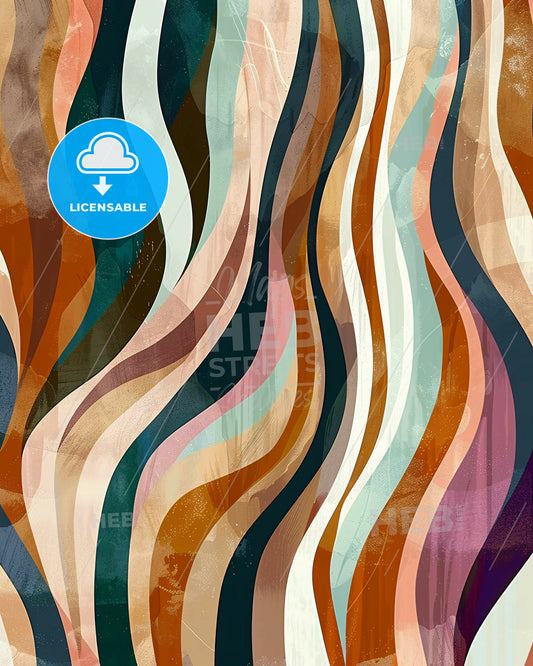 Desert Landscape in Minimalist Lines - A colorful pattern with wavy lines