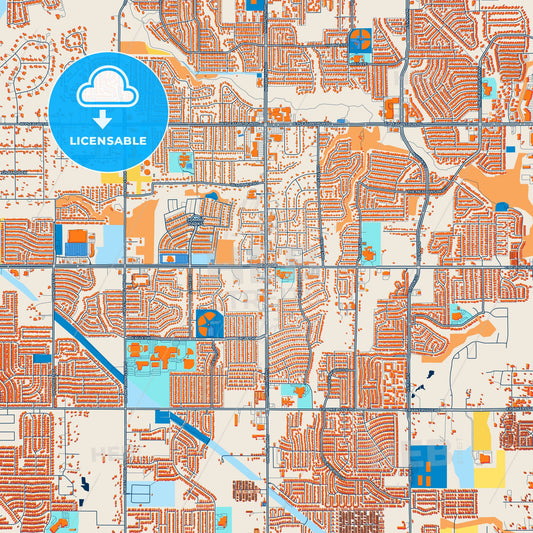 Colorful DeSoto Street Map with Labels and Buildings