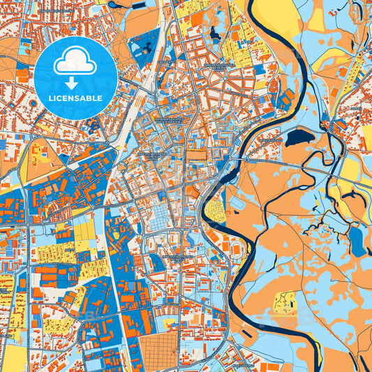 Colorful Dessau-Roßlau Street Map with Labels and Buildings