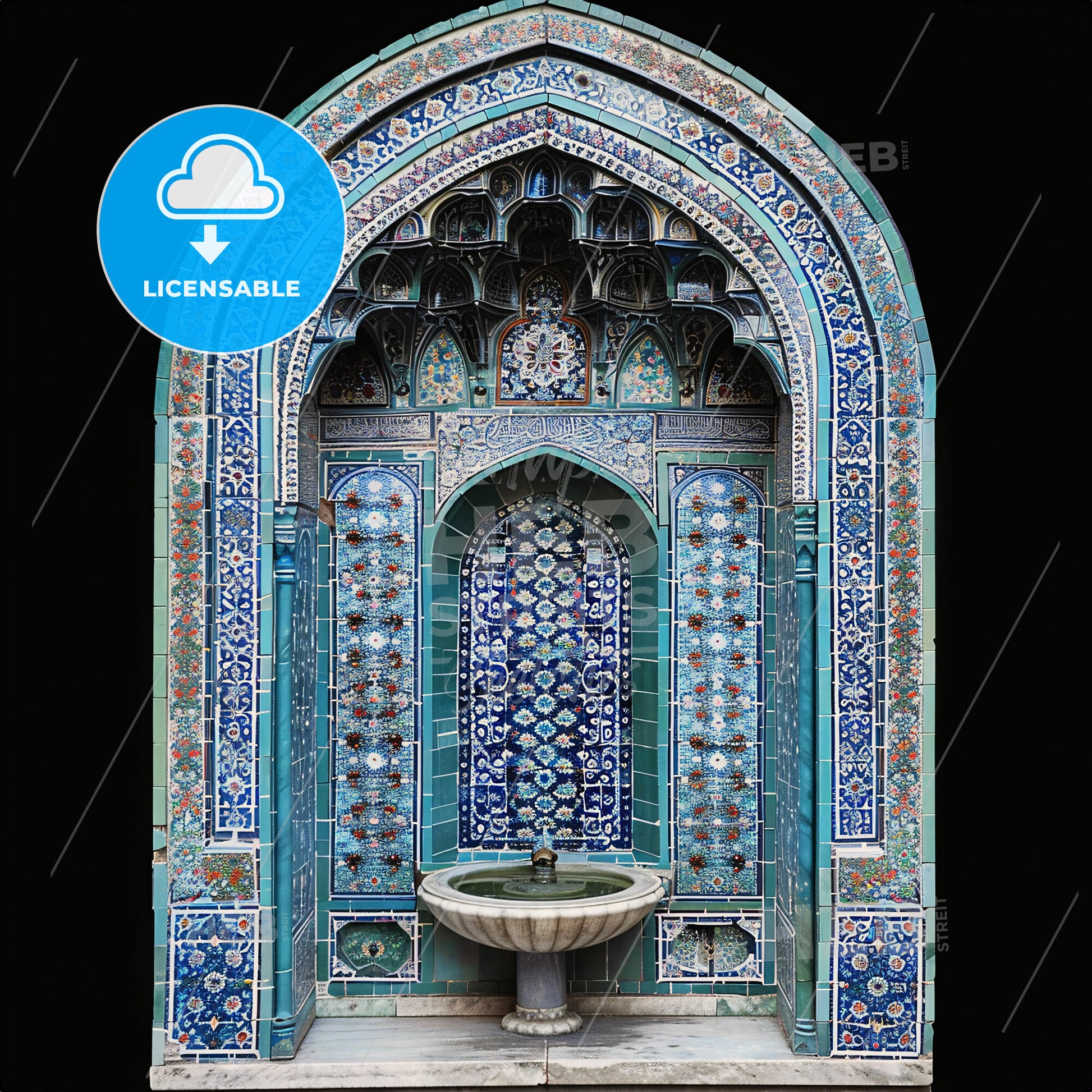 A Fountain In A Tiled Arch
