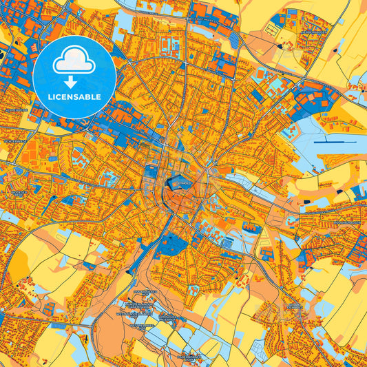 Colorful Detmold Street Map with Labels and Buildings