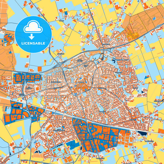 Colorful Deurne Street Map with Labels and Buildings