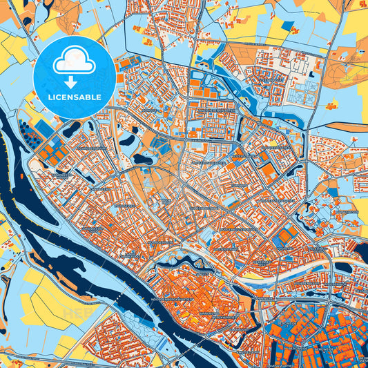 Colorful Deventer Street Map with Labels and Buildings