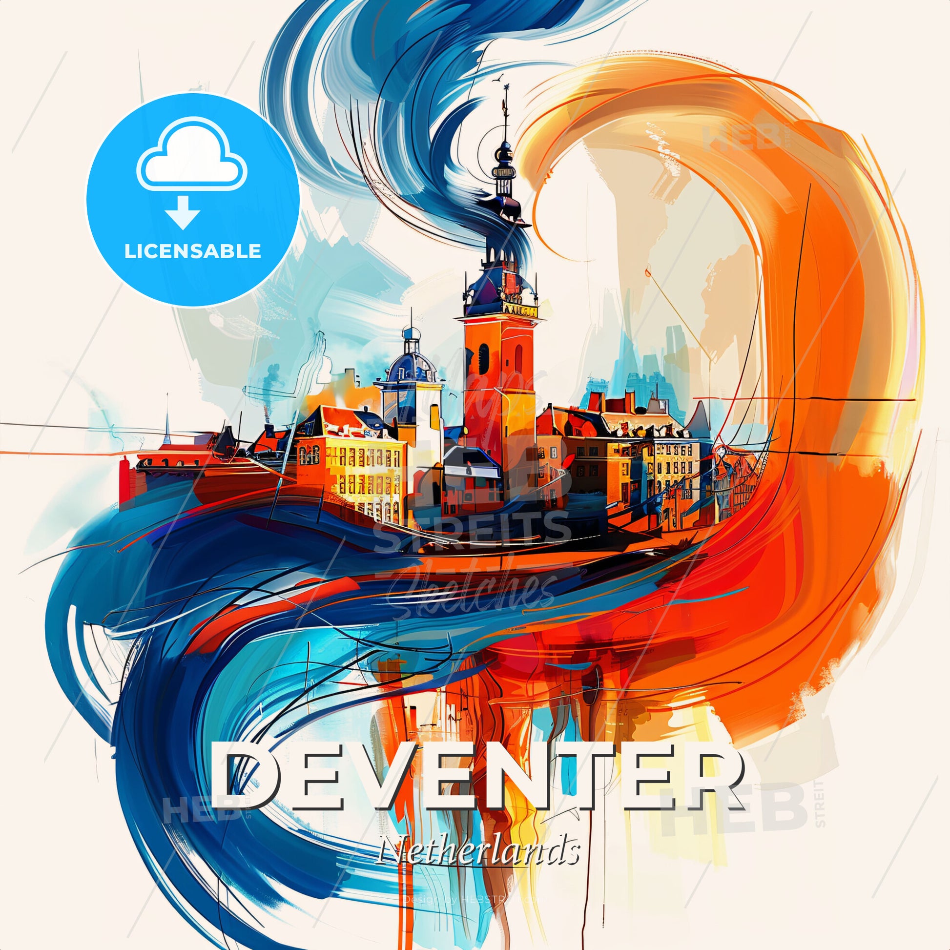 Vibrant Deventer, Netherlands - A Painting Of A City - Square format print template
