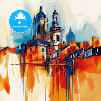 Vibrant Deventer, Netherlands - A Painting Of A Building