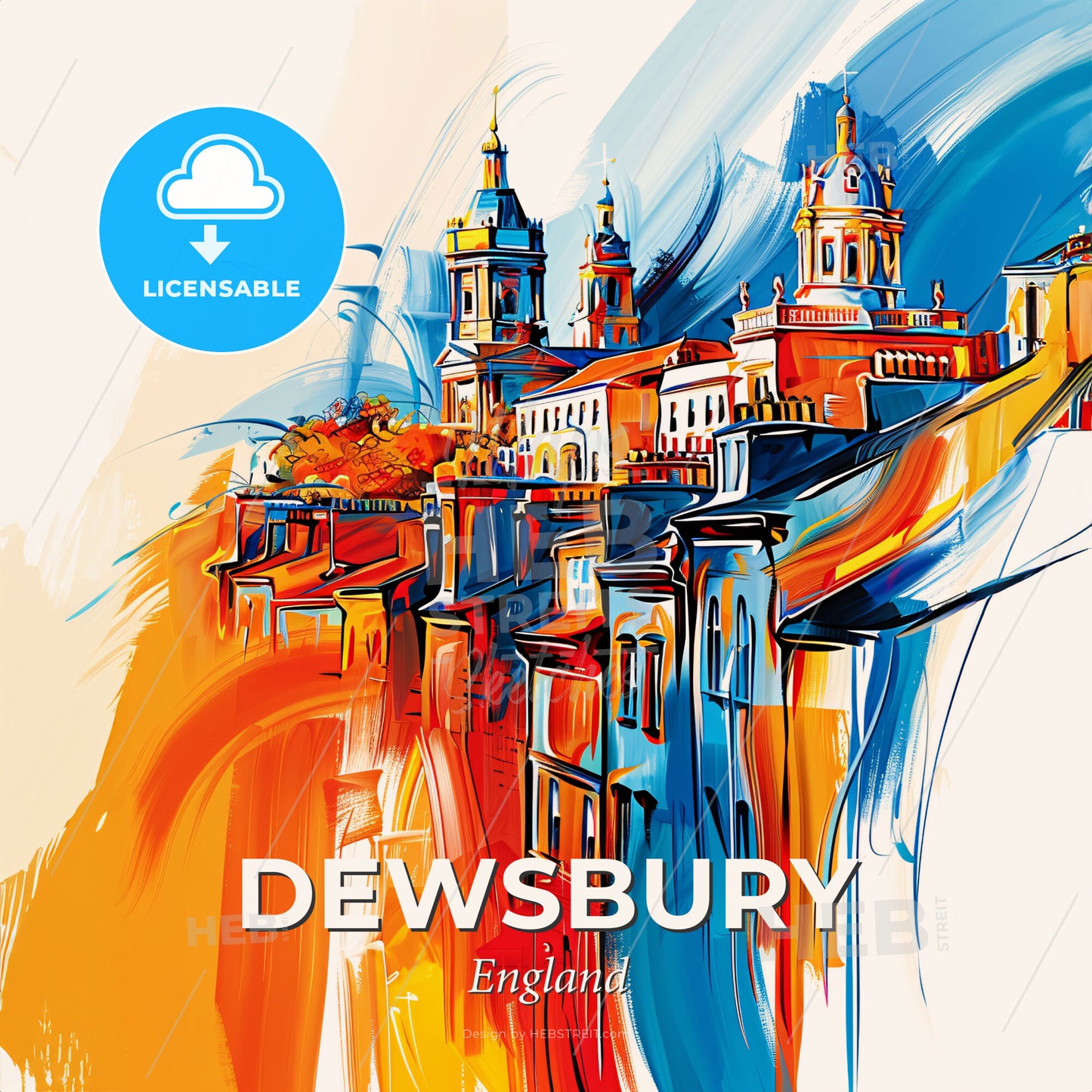 Vibrant Dewsbury, England - A Painting Of A Building - Square format print template