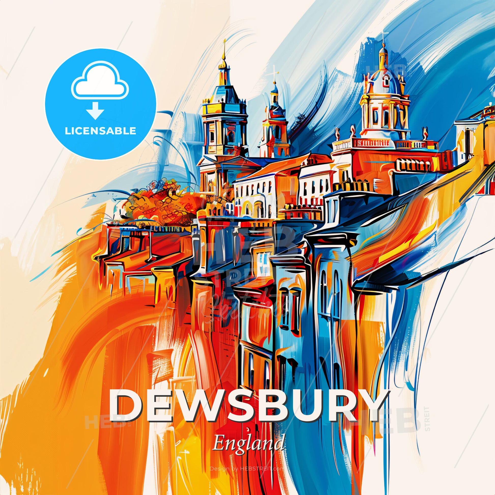 Vibrant Dewsbury, England - A Painting Of A Building - Square format print template