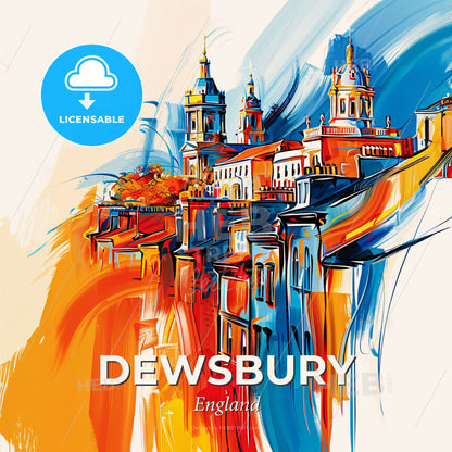 Vibrant Dewsbury, England - A Painting Of A Building - Square format print template